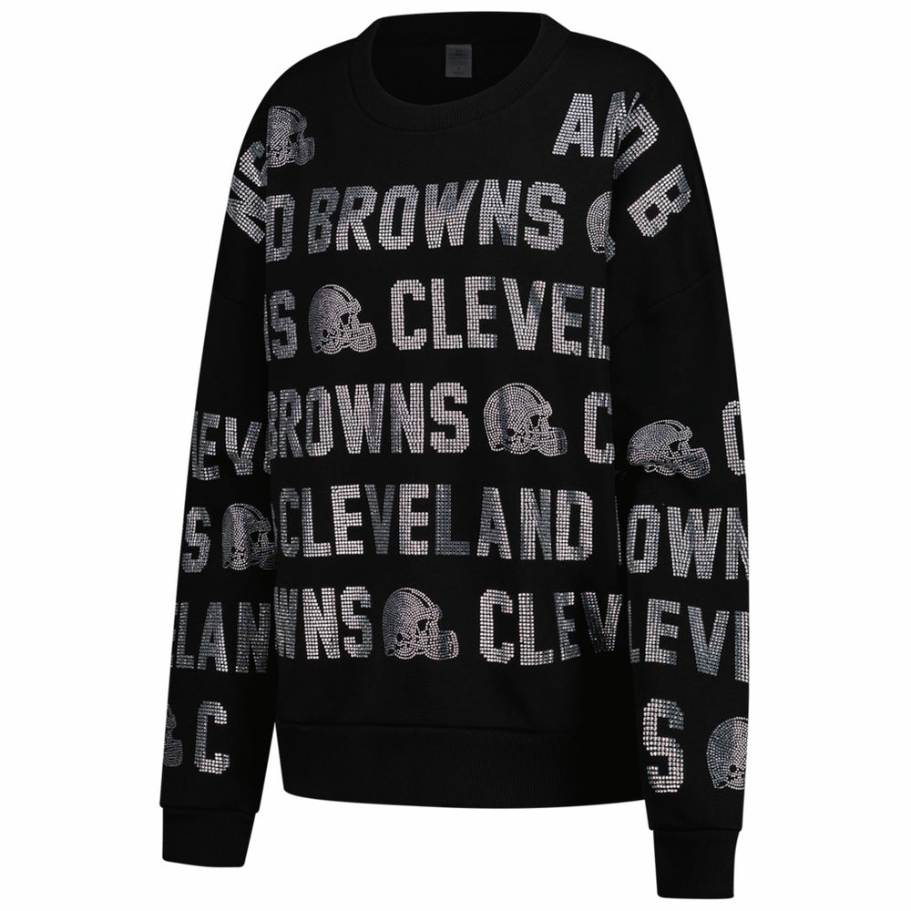 Cleveland Browns  Gameday Couture Women's Oversized Hype Era Rhinestone Text Sweatshirt