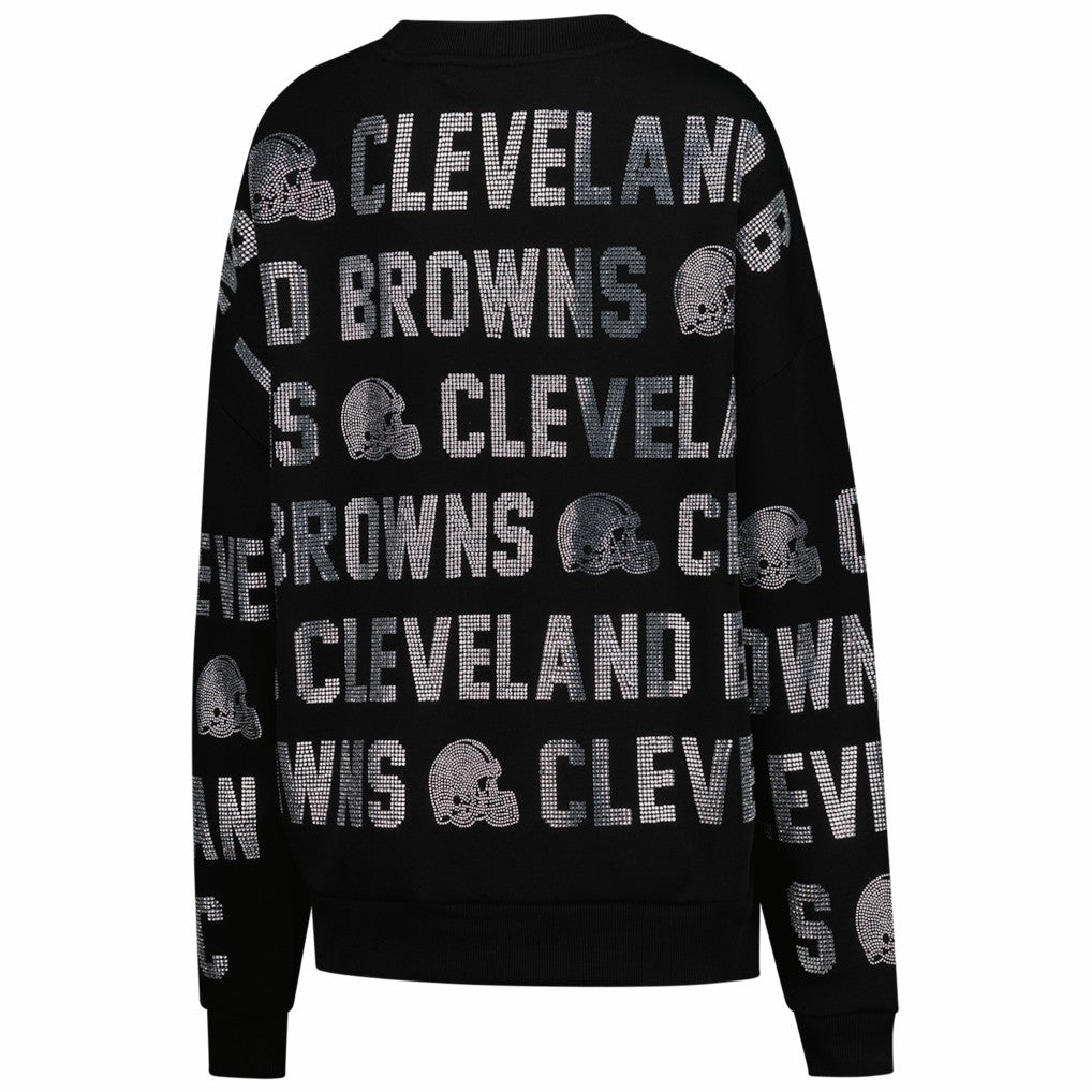 Cleveland Browns  Gameday Couture Women's Oversized Hype Era Rhinestone Text Sweatshirt