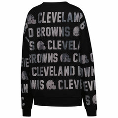 Cleveland Browns  Gameday Couture Women's Oversized Hype Era Rhinestone Text Sweatshirt
