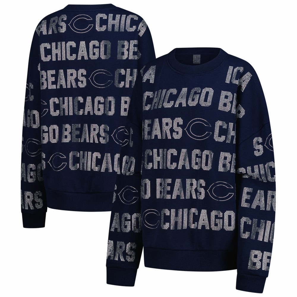 Chicago Bears  Gameday Couture Women's Oversized Hype Era Rhinestone Text Sweatshirt