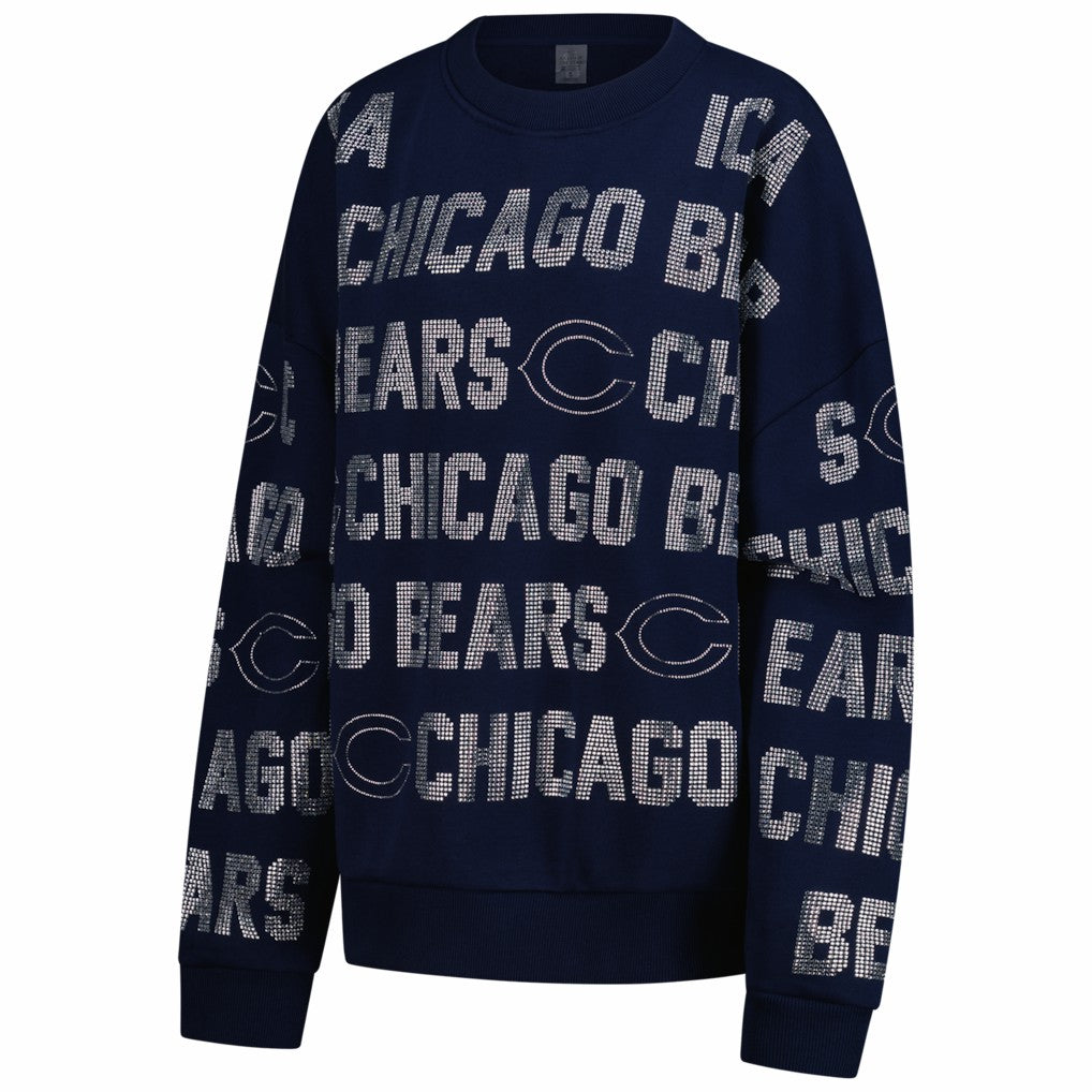 Chicago Bears  Gameday Couture Women's Oversized Hype Era Rhinestone Text Sweatshirt