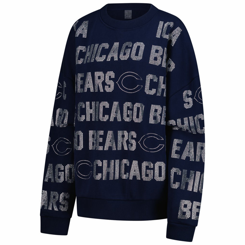 Chicago Bears  Gameday Couture Women's Oversized Hype Era Rhinestone Text Sweatshirt