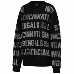 Cincinnati Bengals  Gameday Couture Women's Oversized Hype Era Rhinestone Text Sweatshirt
