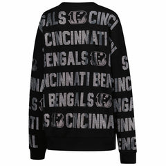 Cincinnati Bengals  Gameday Couture Women's Oversized Hype Era Rhinestone Text Sweatshirt