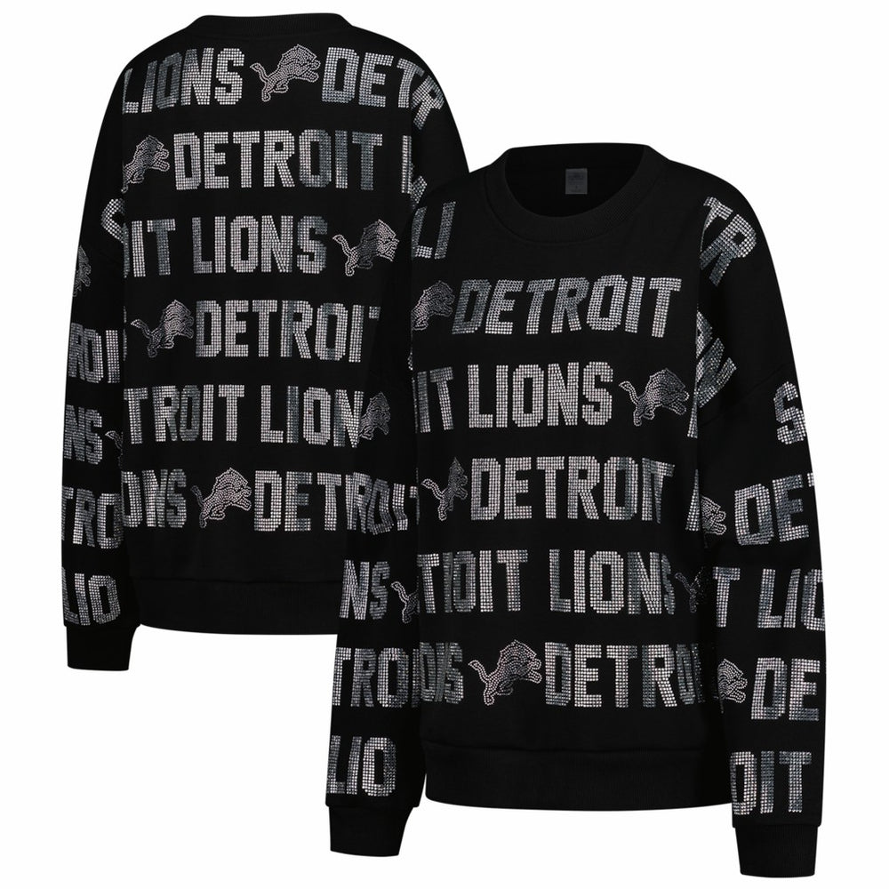Detroit Lions  Gameday Couture Women's Oversized Hype Era Rhinestone Text Sweatshirt
