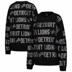 Detroit Lions  Gameday Couture Women's Oversized Hype Era Rhinestone Text Sweatshirt