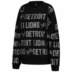 Detroit Lions  Gameday Couture Women's Oversized Hype Era Rhinestone Text Sweatshirt