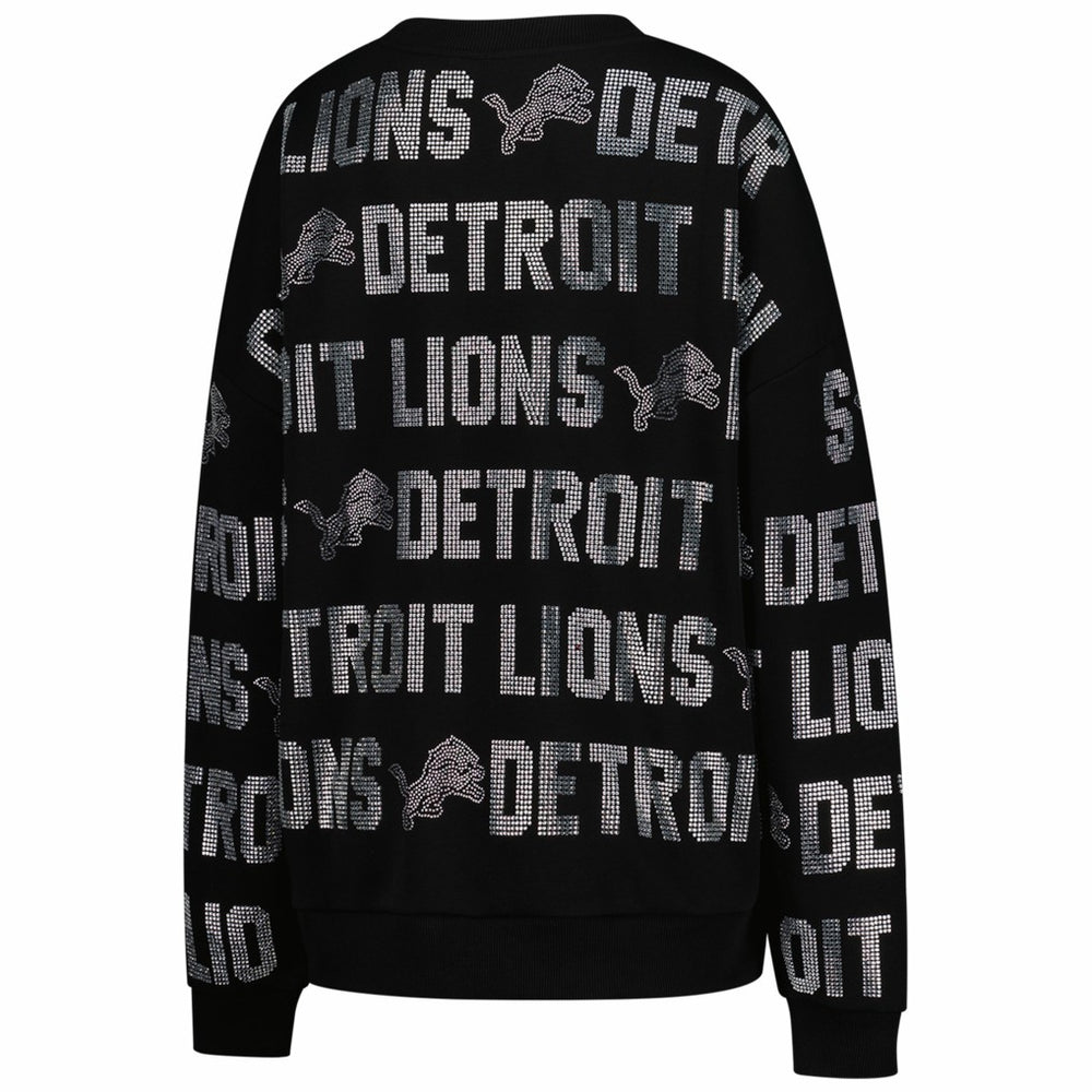Detroit Lions  Gameday Couture Women's Oversized Hype Era Rhinestone Text Sweatshirt