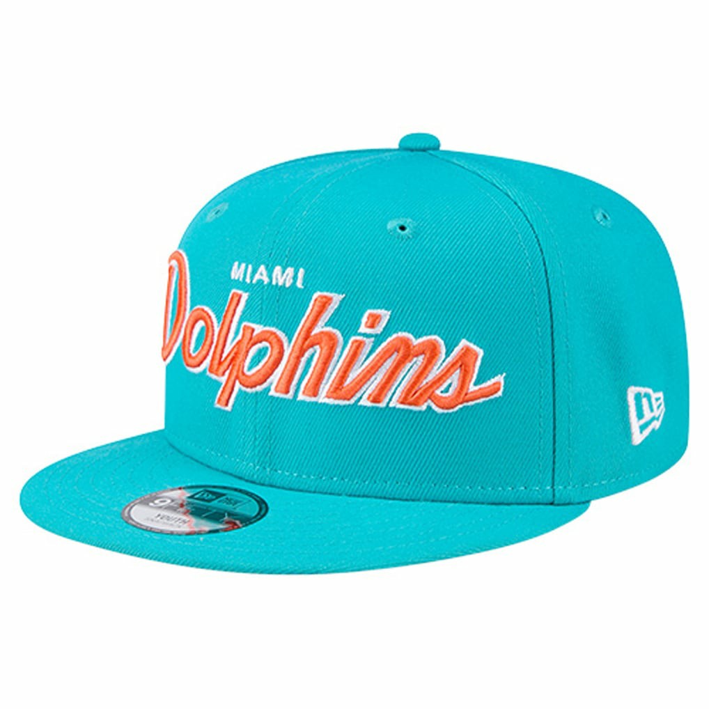 Miami Dolphins New Era Youth Main Script 9FIFTY Snapback Hat