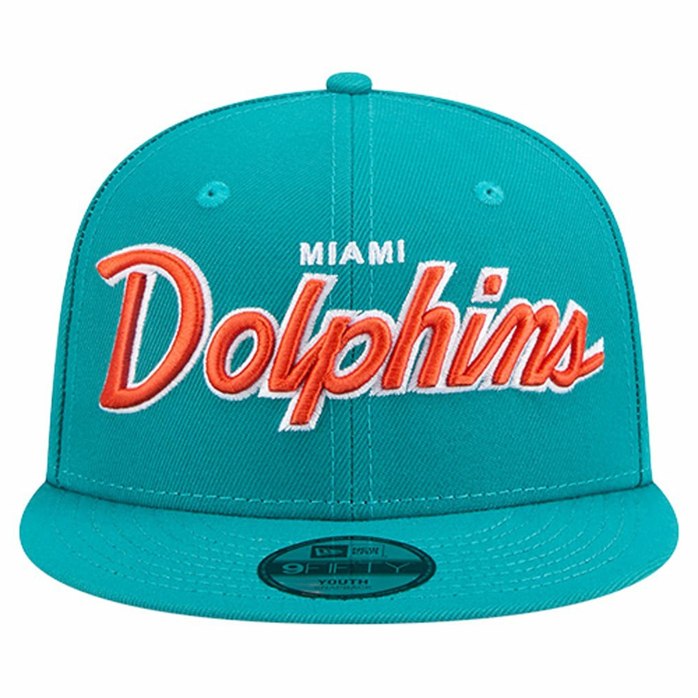 Miami Dolphins New Era Youth Main Script 9FIFTY Snapback Hat