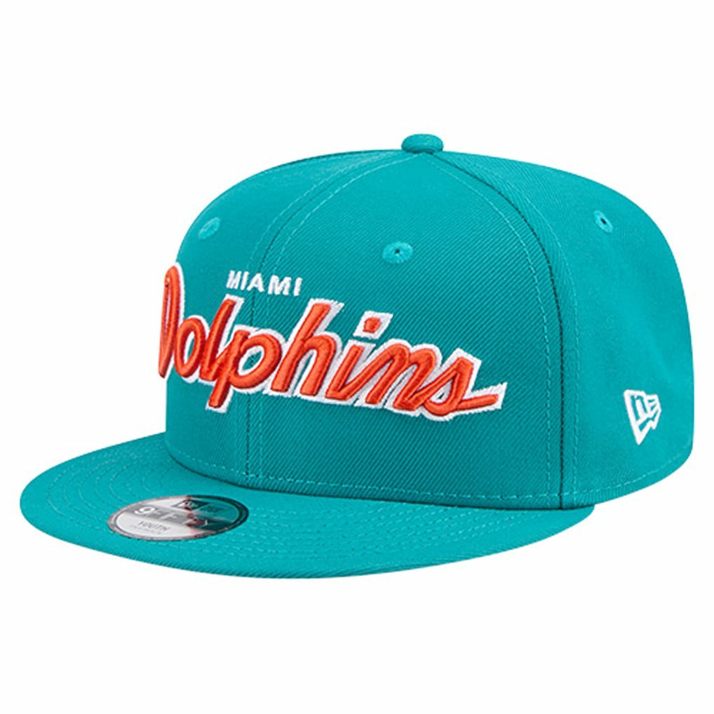Miami Dolphins New Era Youth Main Script 9FIFTY Snapback Hat