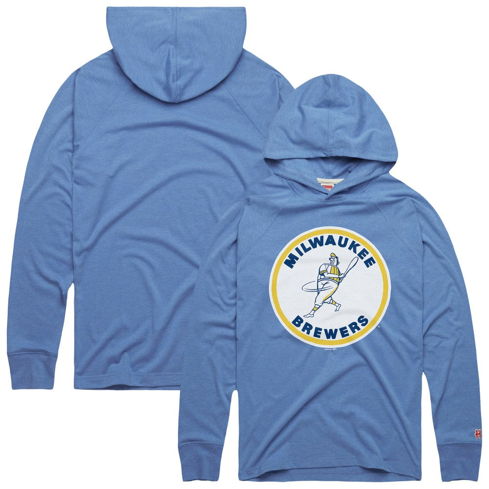 Milwaukee Brewers Homage Lightweight Raglan Tri-Blend Pullover Hoodie | MLB For sale