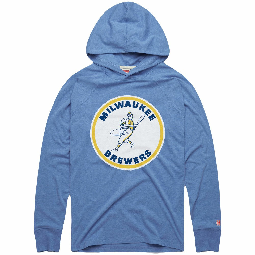 Milwaukee Brewers Homage Lightweight Raglan Tri-Blend Pullover Hoodie | MLB For sale