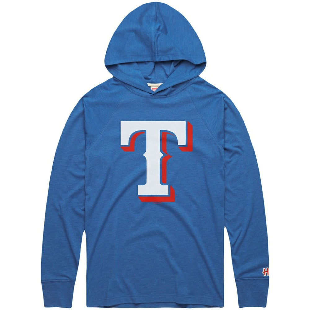 Texas Rangers Homage Lightweight Raglan Tri-Blend Pullover Hoodie | MLB New