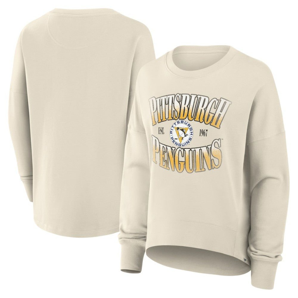 Pittsburgh Penguins Fanatics Women's Oversized Vintage Slice Pullover Sweatshirt Discount