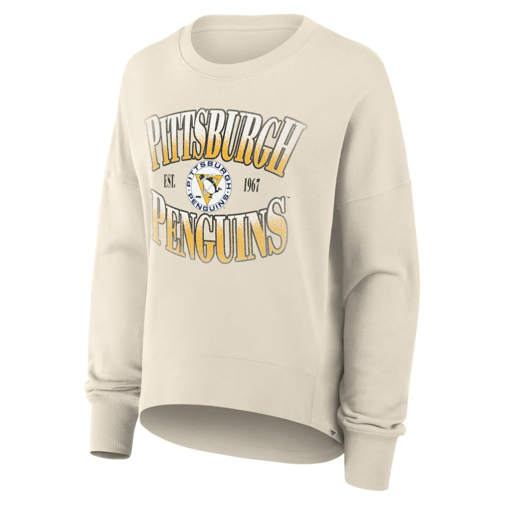 Pittsburgh Penguins Fanatics Women's Oversized Vintage Slice Pullover Sweatshirt Discount