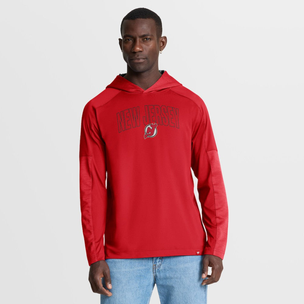 New Jersey Devils Fanatics Penalty Shot Long Sleeve Hoodie T-Shirt On Sale