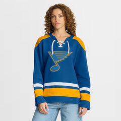 St. Louis Blues Fanatics Women's Icing Long Sleeve Lace Up Sweatshirt Discount