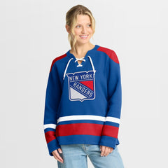 New York Rangers Fanatics Women's Icing Long Sleeve Lace Up Sweatshirt Online
