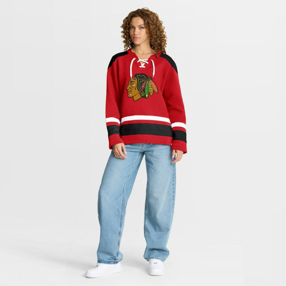 Chicago Blackhawks Fanatics Women's Icing Long Sleeve Lace Up Sweatshirt Outlet
