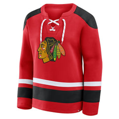 Chicago Blackhawks Fanatics Women's Icing Long Sleeve Lace Up Sweatshirt Outlet