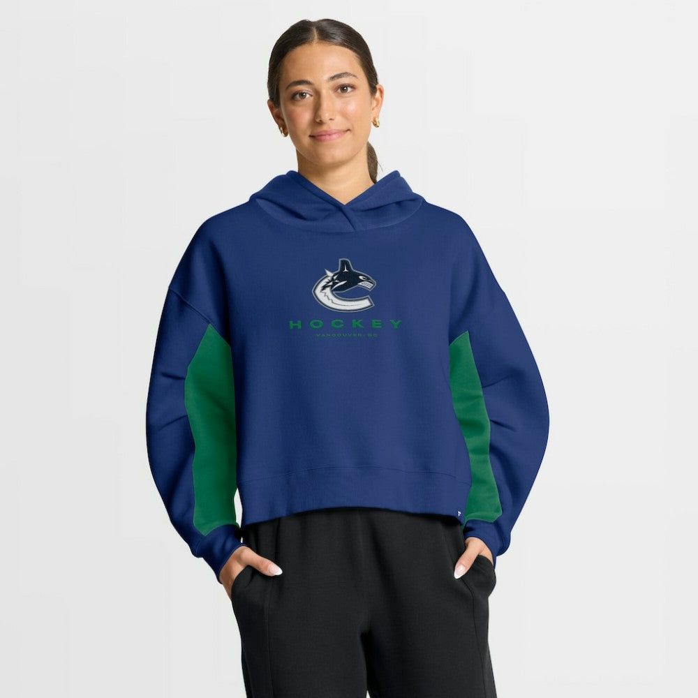 Vancouver Canucks Fanatics Women's Back Check Boxy Hoodie For Sale