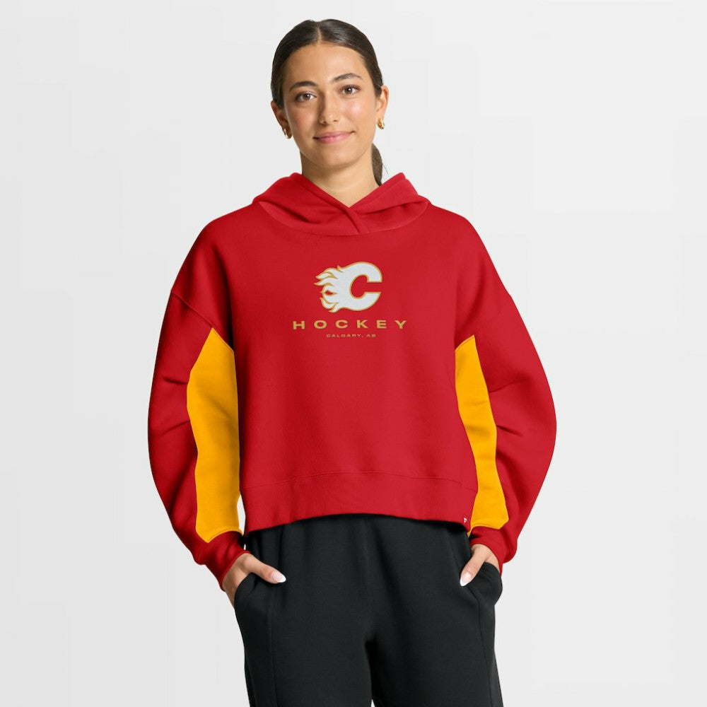 Calgary Flames Fanatics Women's Back Check Boxy Hoodie On Sale