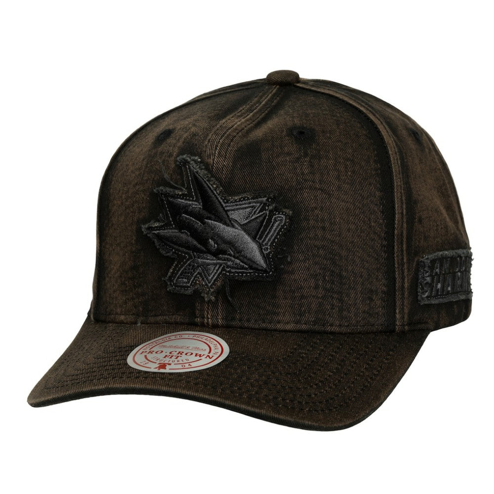 San Jose Sharks Mitchell & Ness Downtown Snow Wash Pro-Crown Adjustable Hat Outlet