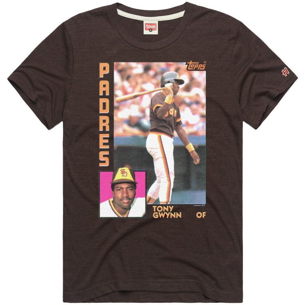 Tony Gwynn San Diego Padres Homage 1984 Topps Baseball Card Player T-Shirt | MLB Online