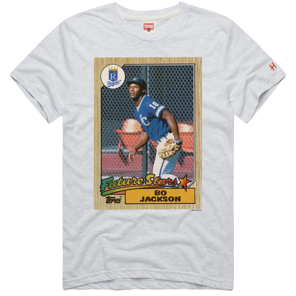 Bo Jackson Kansas City Royals Homage 1987 Topps Baseball Card Player T-Shirt | MLB For sale