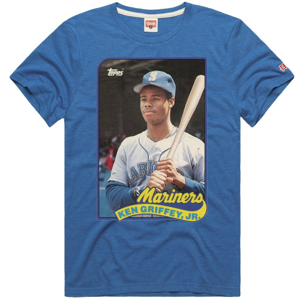 Ken Griffey Jr. Seattle Mariners Homage 1989 Topps Baseball Card Player T-Shirt | MLB Sale