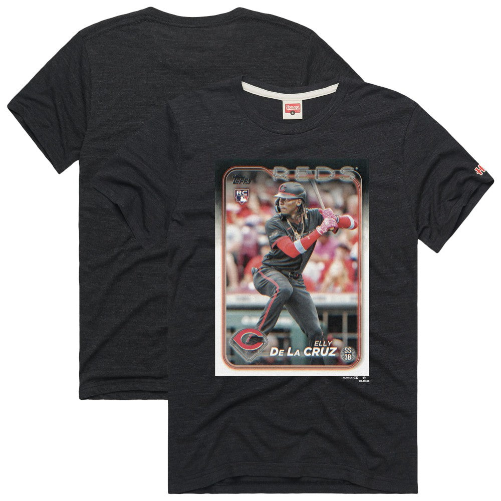 Elly De La Cruz Cincinnati Reds Homage 2024 Topps Baseball Card Player Tri-Blend T-Shirt | MLB For sale
