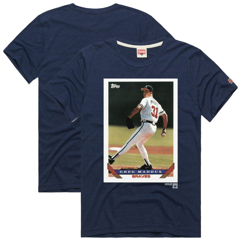Greg Maddux Atlanta Braves Homage 1993 Topps Baseball Card Player T-Shirt | MLB Outlet
