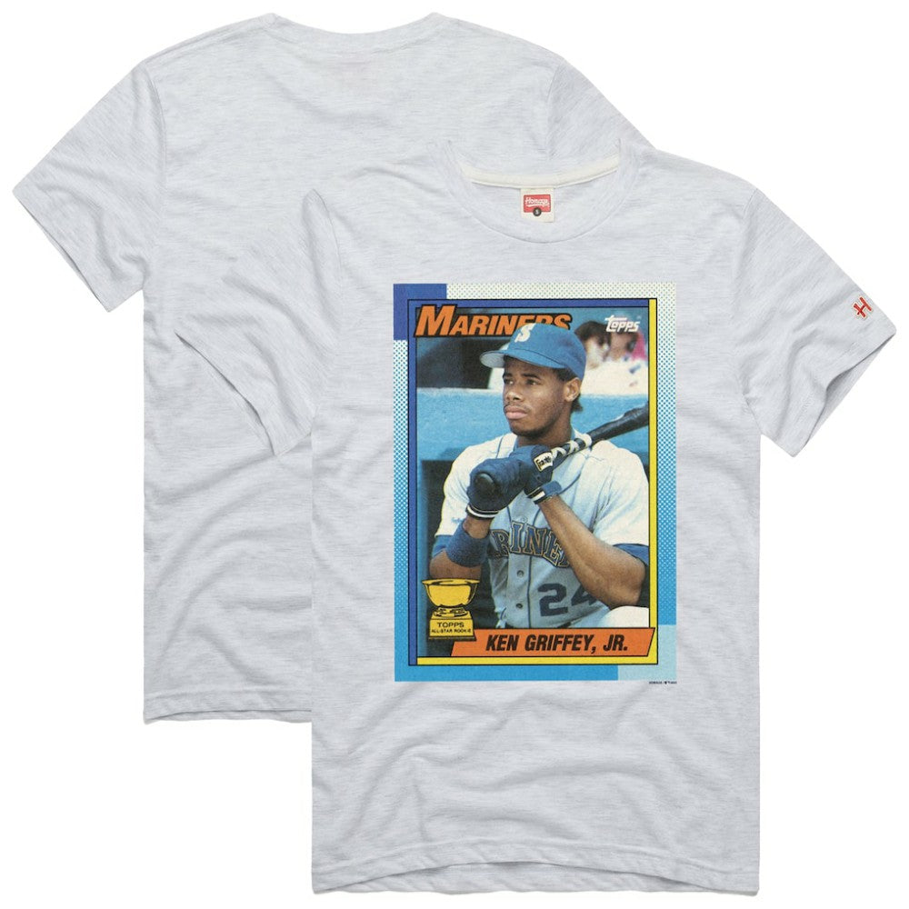 Ken Griffey Jr. Seattle Mariners Homage 1990 Topps Baseball Card Player T-Shirt | MLB Online