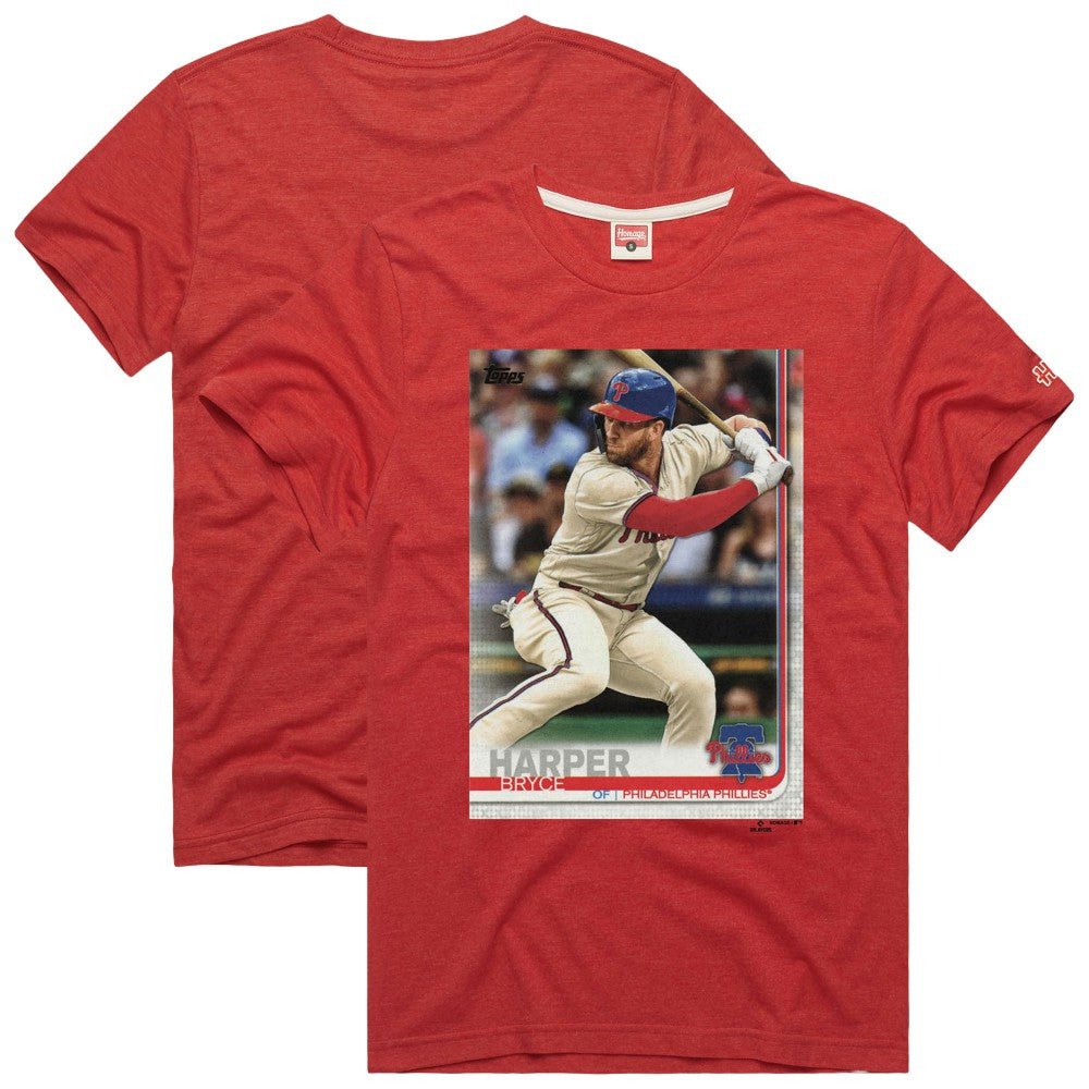 Bryce Harper Philadelphia Phillies Homage 2019 Topps Baseball Card Player T-Shirt | MLB New