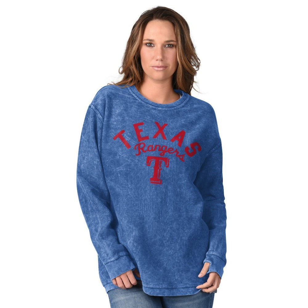 Texas Rangers G-III 4Her by Carl Banks Women's Comfy Cord Pullover Sweatshirt | MLB Shop