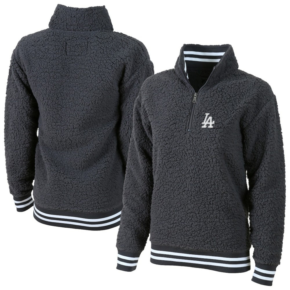 Los Angeles Dodgers G-III 4Her by Carl Banks Women's Play Action Sherpa Fleece Quarter-Zip Jacket | MLB Shop