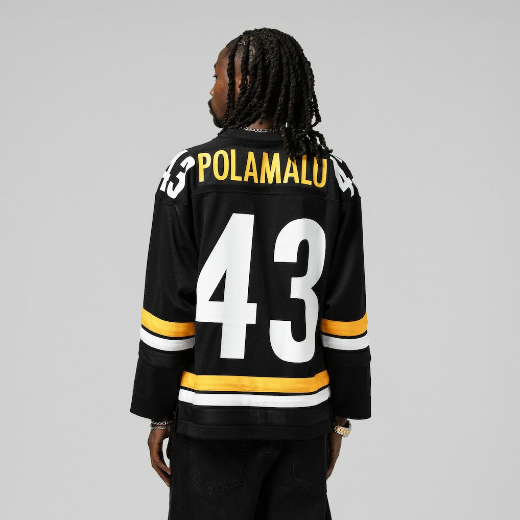 Pittsburgh Steelers Mitchell & Ness Troy Polamalu  Maxxed Out Fashion Hockey Jersey