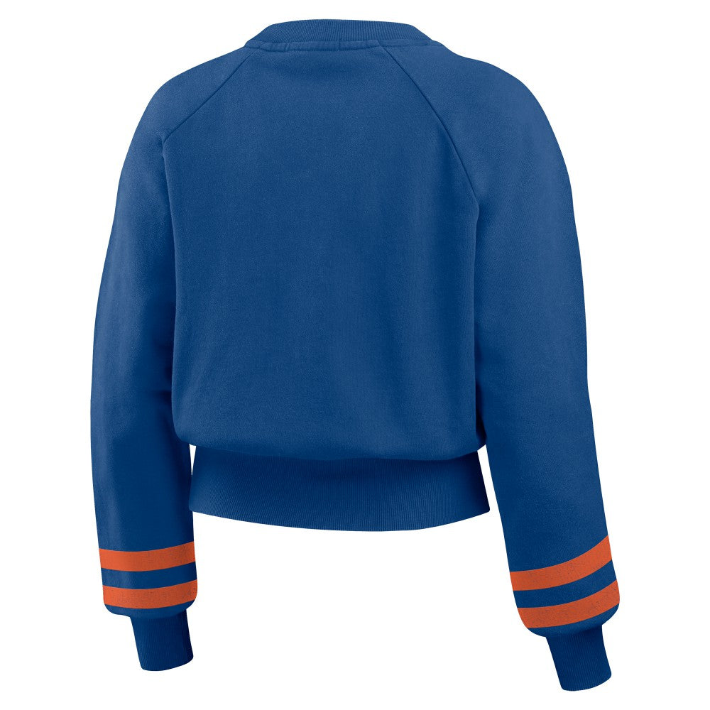 New York Mets WEAR by Erin Andrews Women's Vintage Washed Cropped Pullover Sweatshirt | MLB On Sale