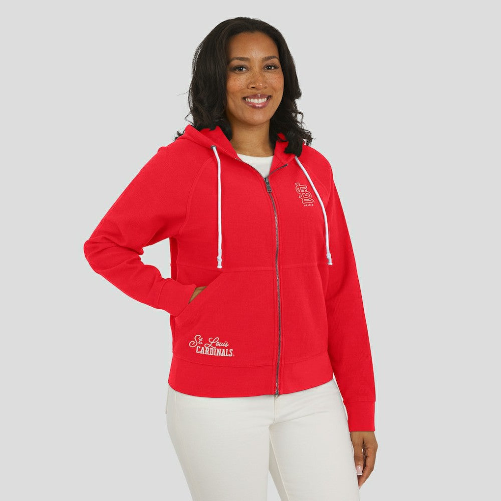 St. Louis Cardinals WEAR by Erin Andrews Women's Vintage Full-Zip Raglan Hoodie | MLB Shop