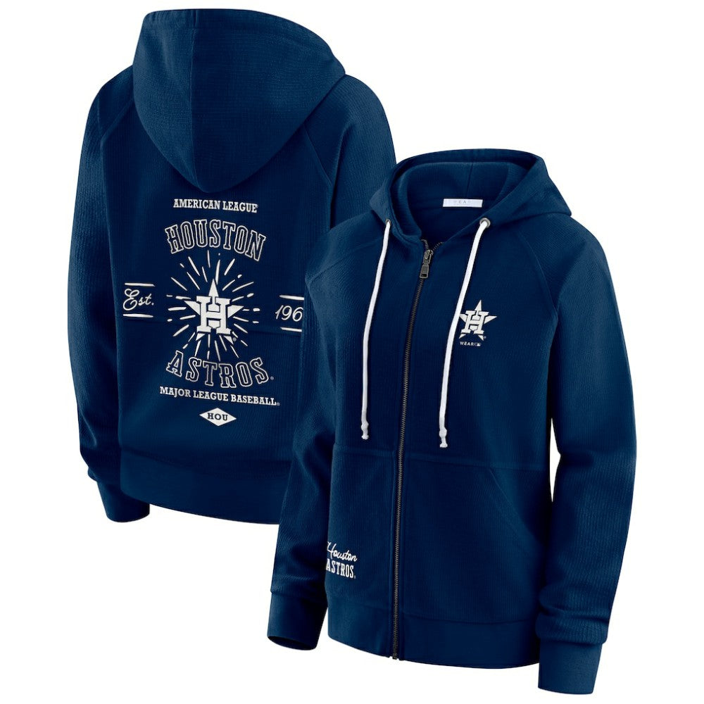 Houston Astros WEAR by Erin Andrews Women's Vintage Full-Zip Raglan Hoodie | MLB Discount