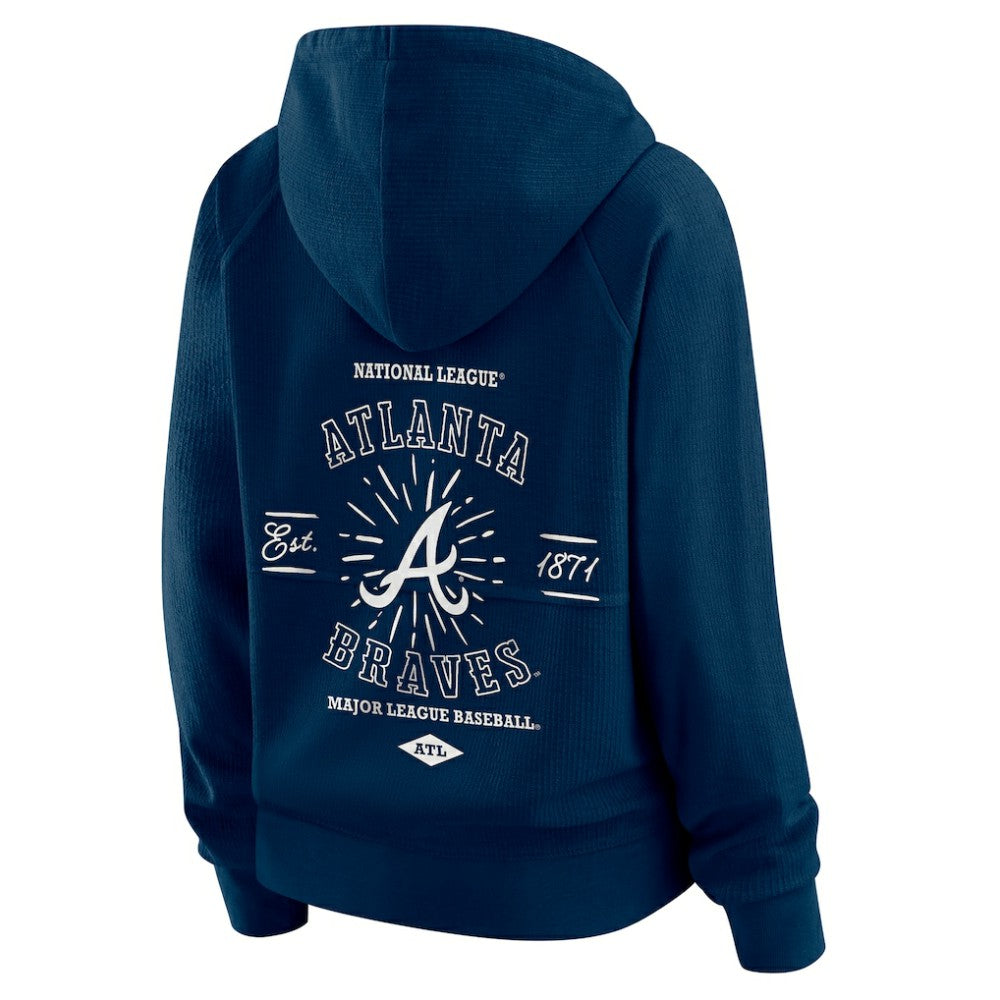 Atlanta Braves WEAR by Erin Andrews Women's Vintage Full-Zip Raglan Hoodie | MLB For sale