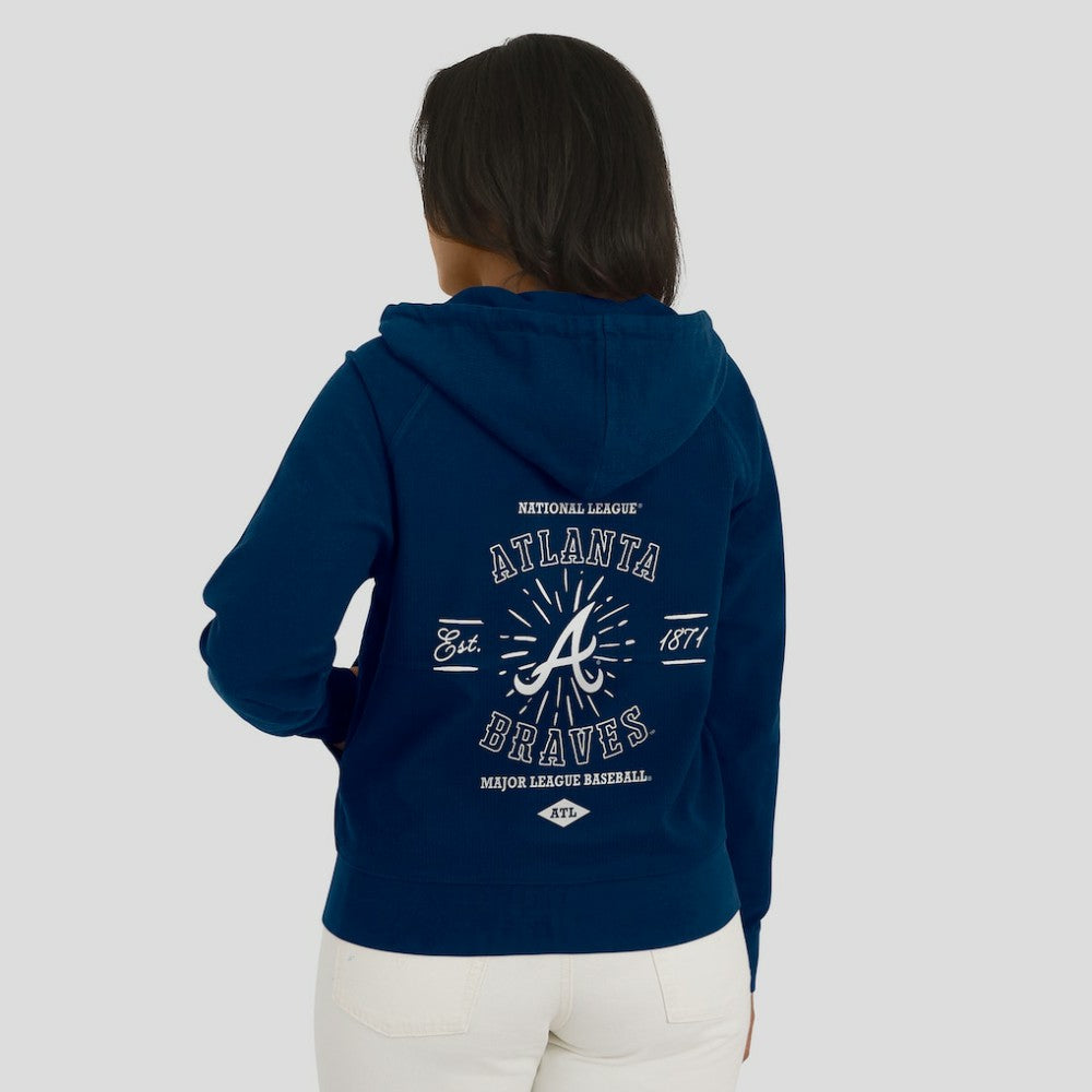 Atlanta Braves WEAR by Erin Andrews Women's Vintage Full-Zip Raglan Hoodie | MLB For sale
