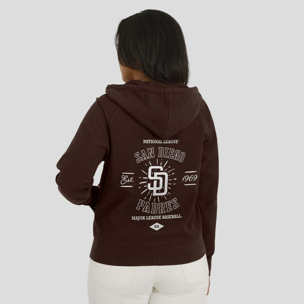 San Diego Padres WEAR by Erin Andrews Women's Vintage Full-Zip Raglan Hoodie | MLB Online
