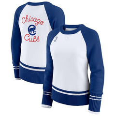 Chicago Cubs WEAR by Erin Andrews Women's Colorblock Raglan Sweater | MLB Shop