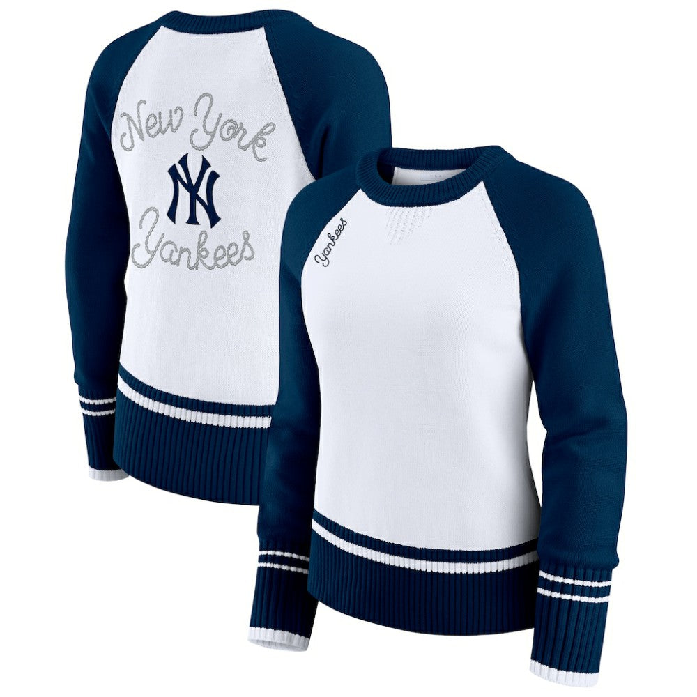 New York Yankees WEAR by Erin Andrews Women's Colorblock Raglan Sweater | MLB For sale