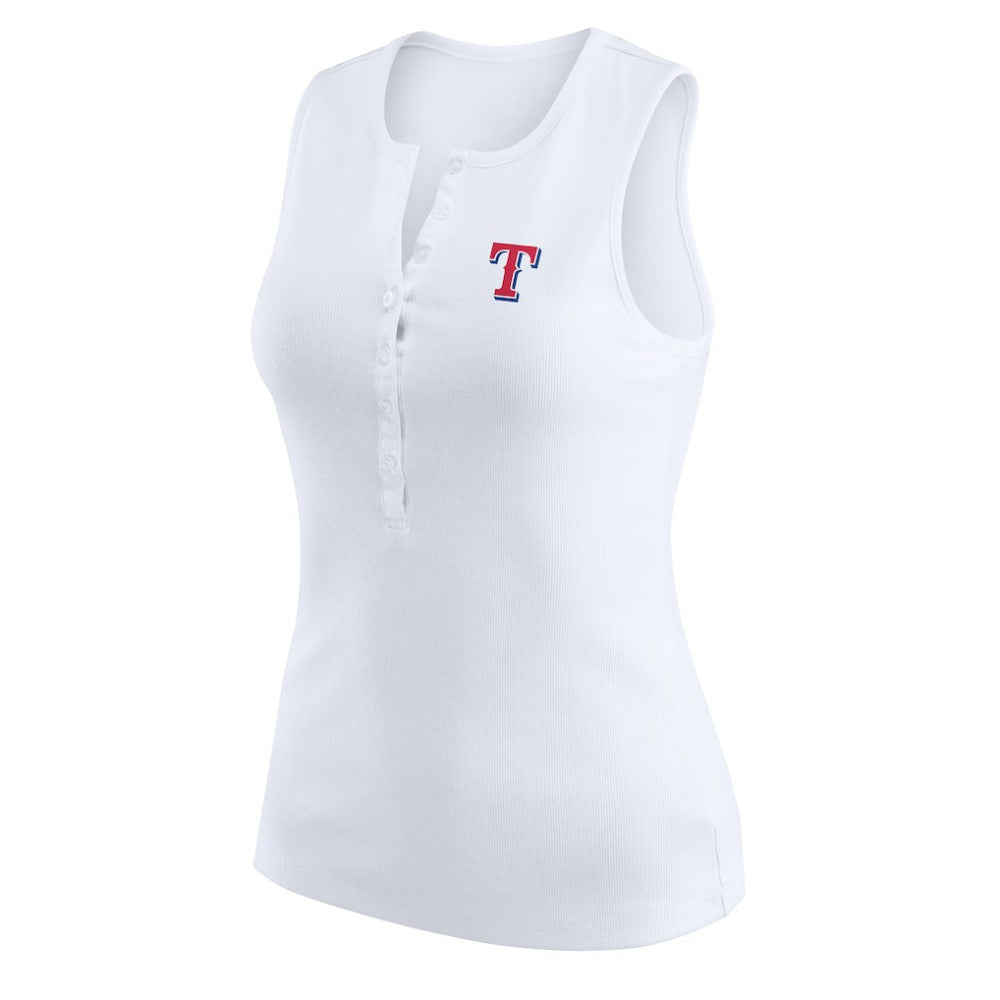 Texas Rangers WEAR by Erin Andrews Women's Rib-Knit Henley Tank Top | MLB Outlet