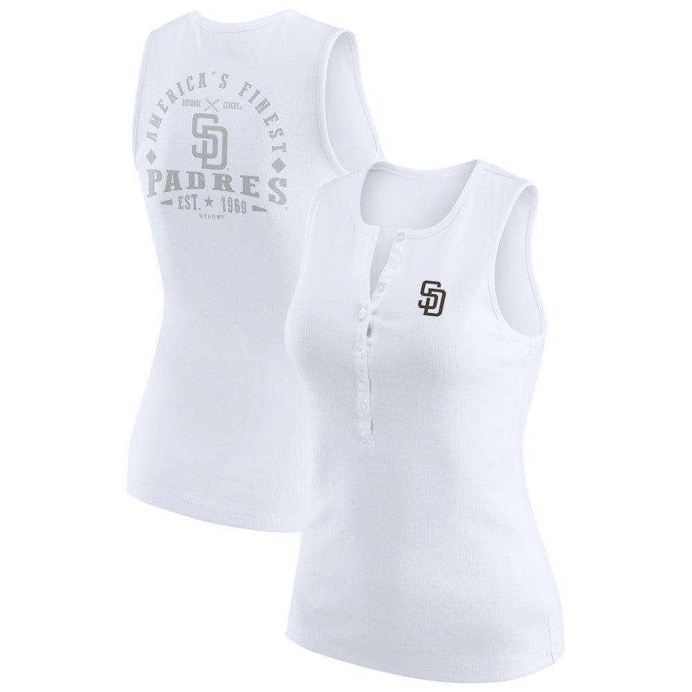 San Diego Padres WEAR by Erin Andrews Women's Rib-Knit Henley Tank Top | MLB On Sale