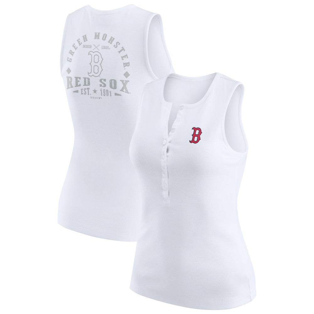 Boston Red Sox WEAR by Erin Andrews Women's Rib-Knit Henley Tank Top | MLB Online