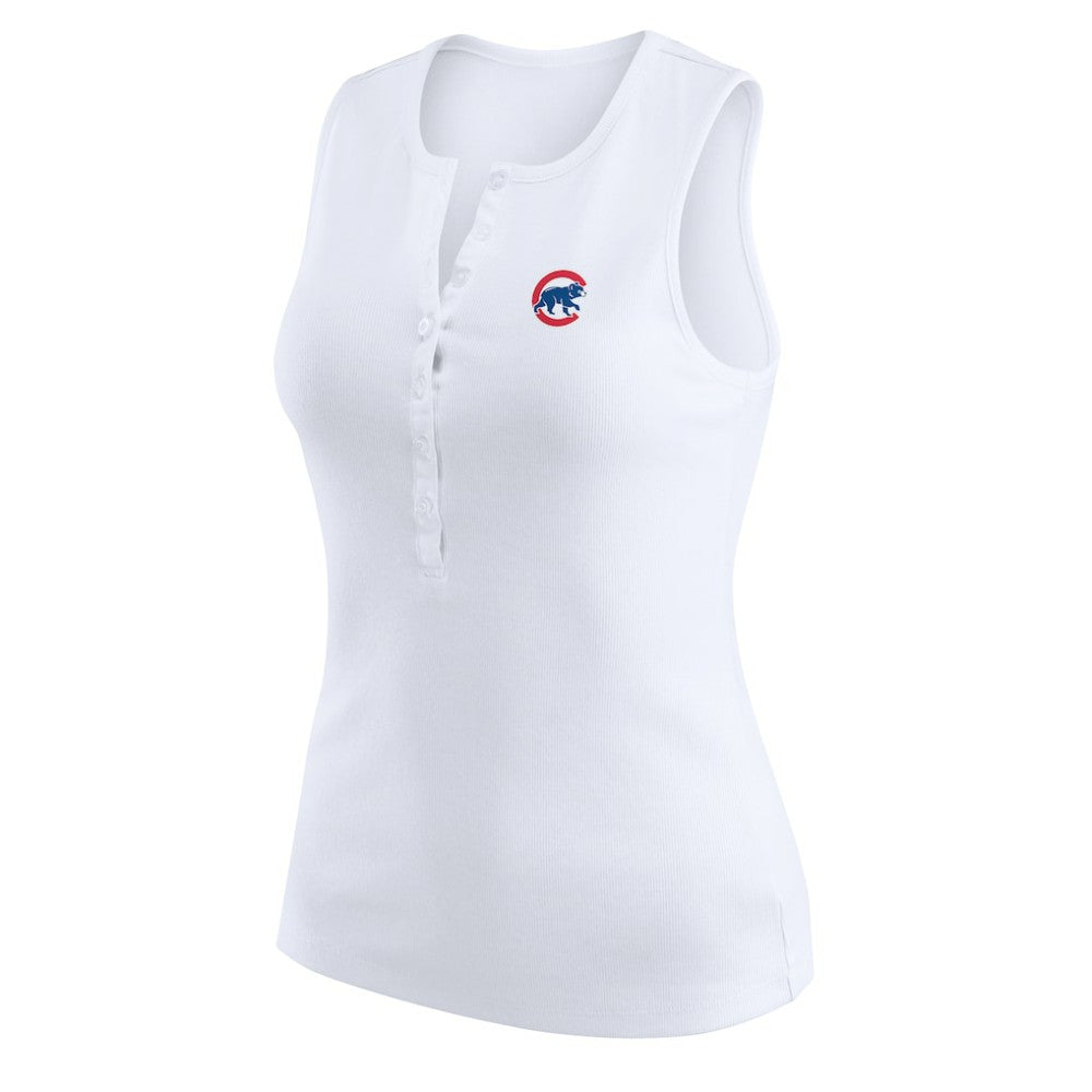 Chicago Cubs WEAR by Erin Andrews Women's Rib-Knit Henley Tank Top | MLB Shop